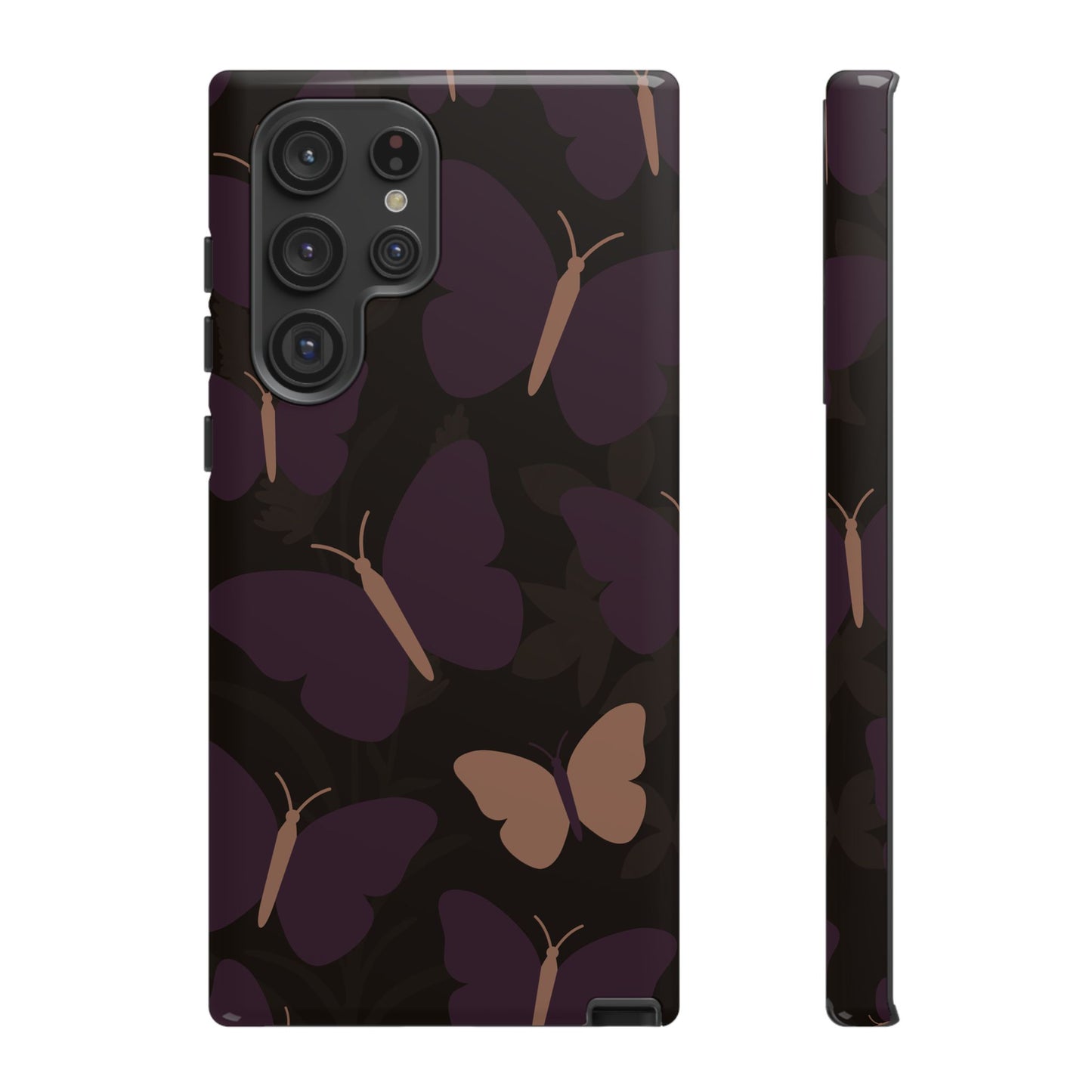 Samsung Galaxy S22 Ultra / Glossy Phone Case - Minimalist Purple Butterfly Pattern Phone Case