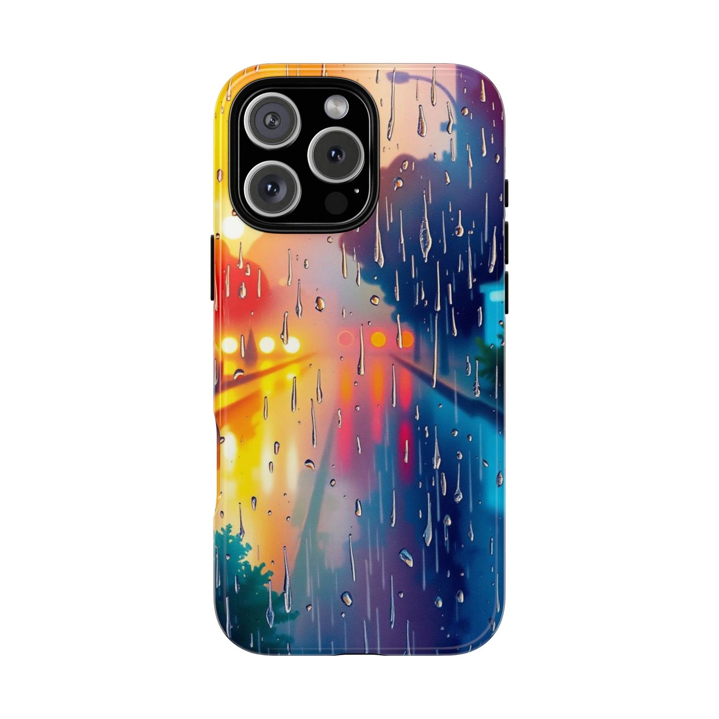 iPhone 16 Pro Max / Glossy Phone Case - Electric Rain Watercolour Design Phone Case