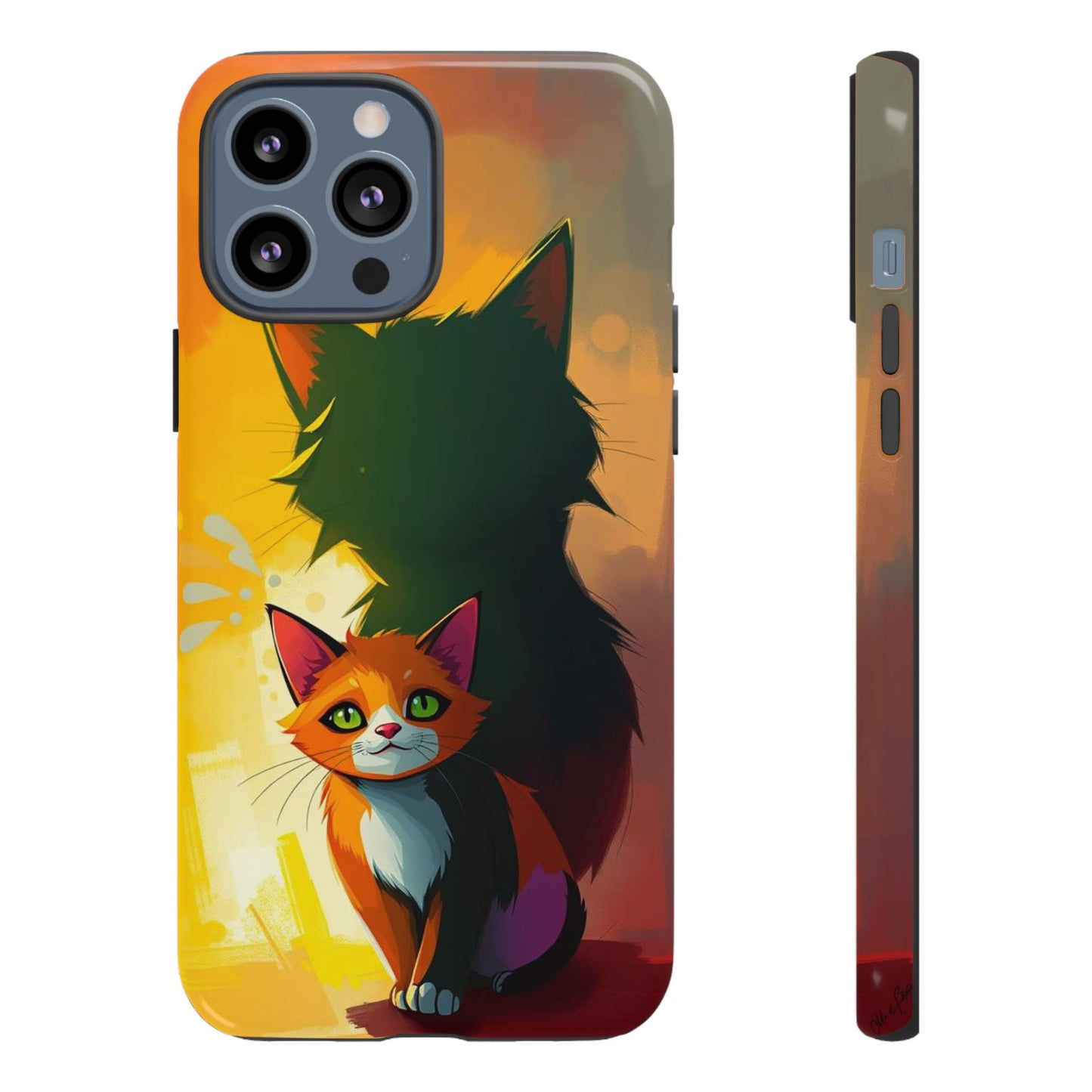 iPhone 13 Pro Max / Glossy Phone Case - Acrylic Style Shadow Cat Design Phone Case