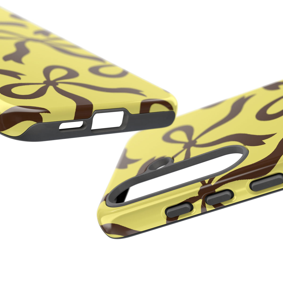 Bold Butter Yellow and Chocolate Brown Bow Pattern Phone Case - Yellow Phone Case