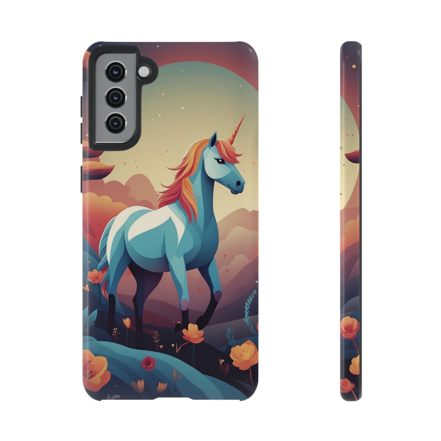 Samsung Galaxy S21 Plus / Glossy Phone Case - Stylised Unicorn Design Phone Case