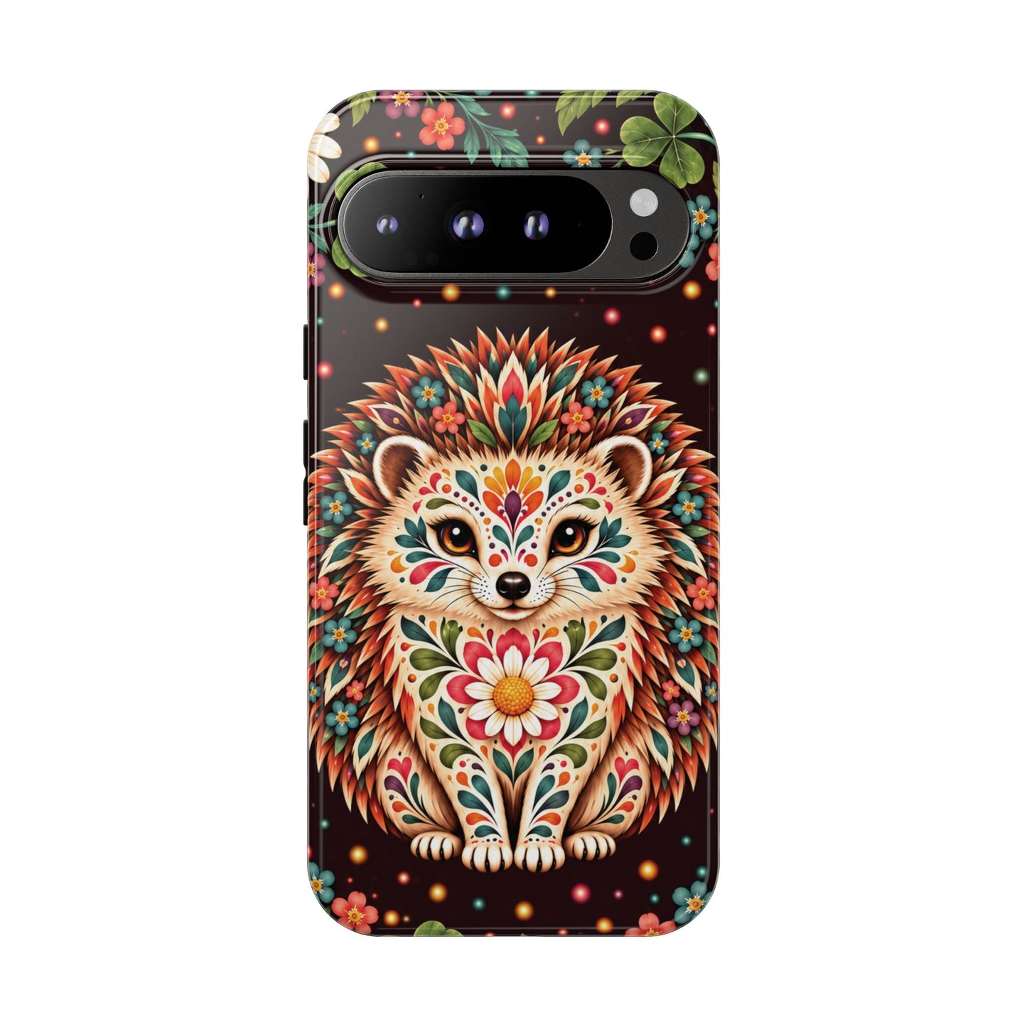 Vibrant Terracotta and Teal Calavera Hedgehog Phone Case - Multicolor Phone Case - Google Pixel 9 Pro XL / Glossy