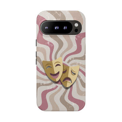 Comedy & Tragedy Masks – Pink Minimal Retro Wave Phone Case - Pink Phone Case - Google Pixel 9 Pro / Glossy
