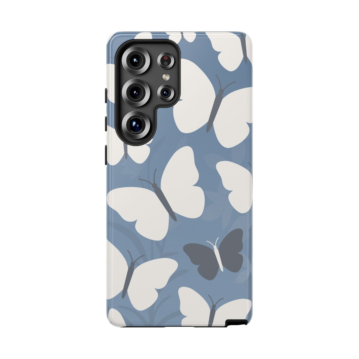 Samsung Galaxy S25 Ultra / Glossy Phone Case - Minimalist Light Blue Butterfly Pattern Phone Case
