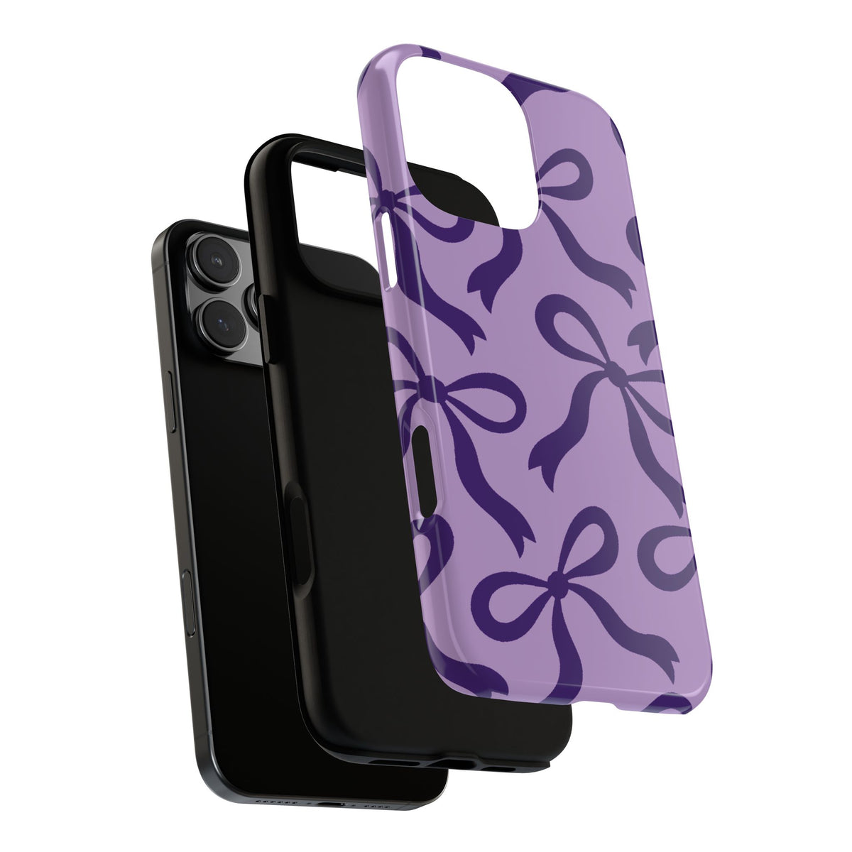 Bold Lilac and Deep Purple Bow Pattern Phone Case - Purple Phone Case