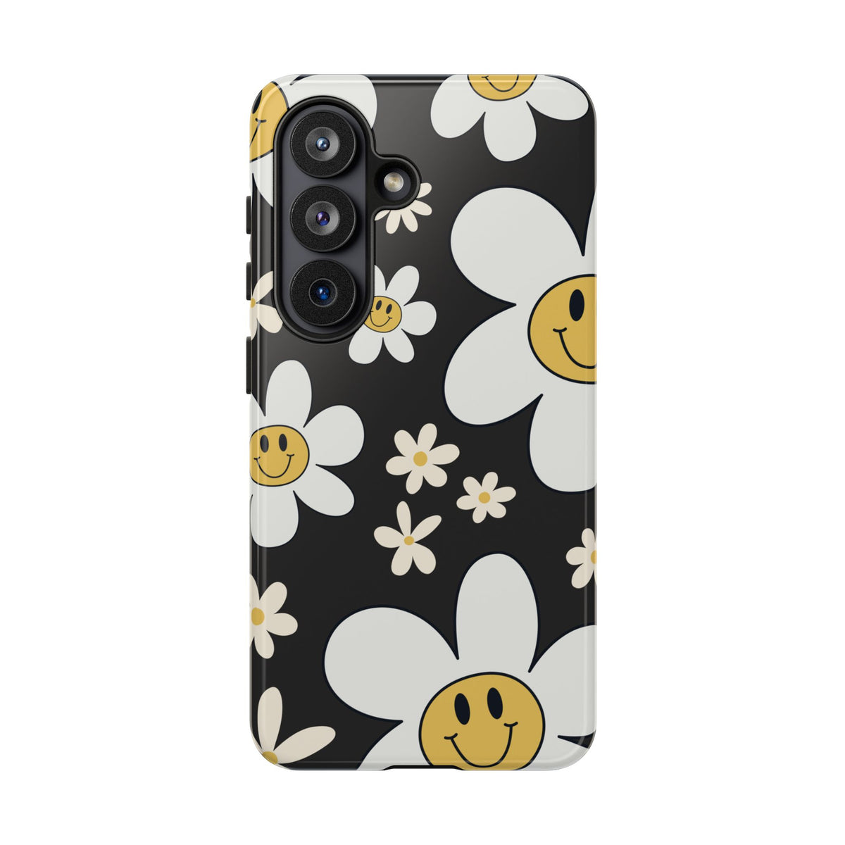 Fun Retro Daisy Pattern with Dark Grey Background Phone Case - Grey Phone Case - Samsung Galaxy S26 / Glossy