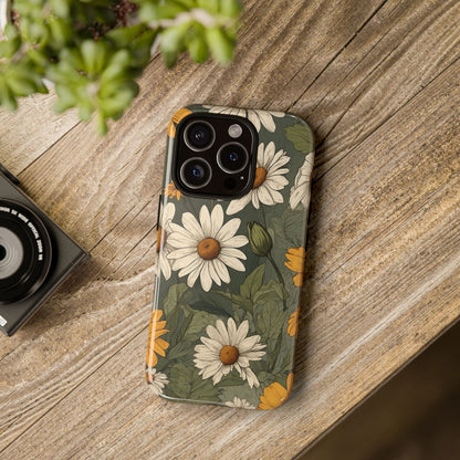 Boho Chic Daisies Floral Pattern "White & Yellow" Phone Case