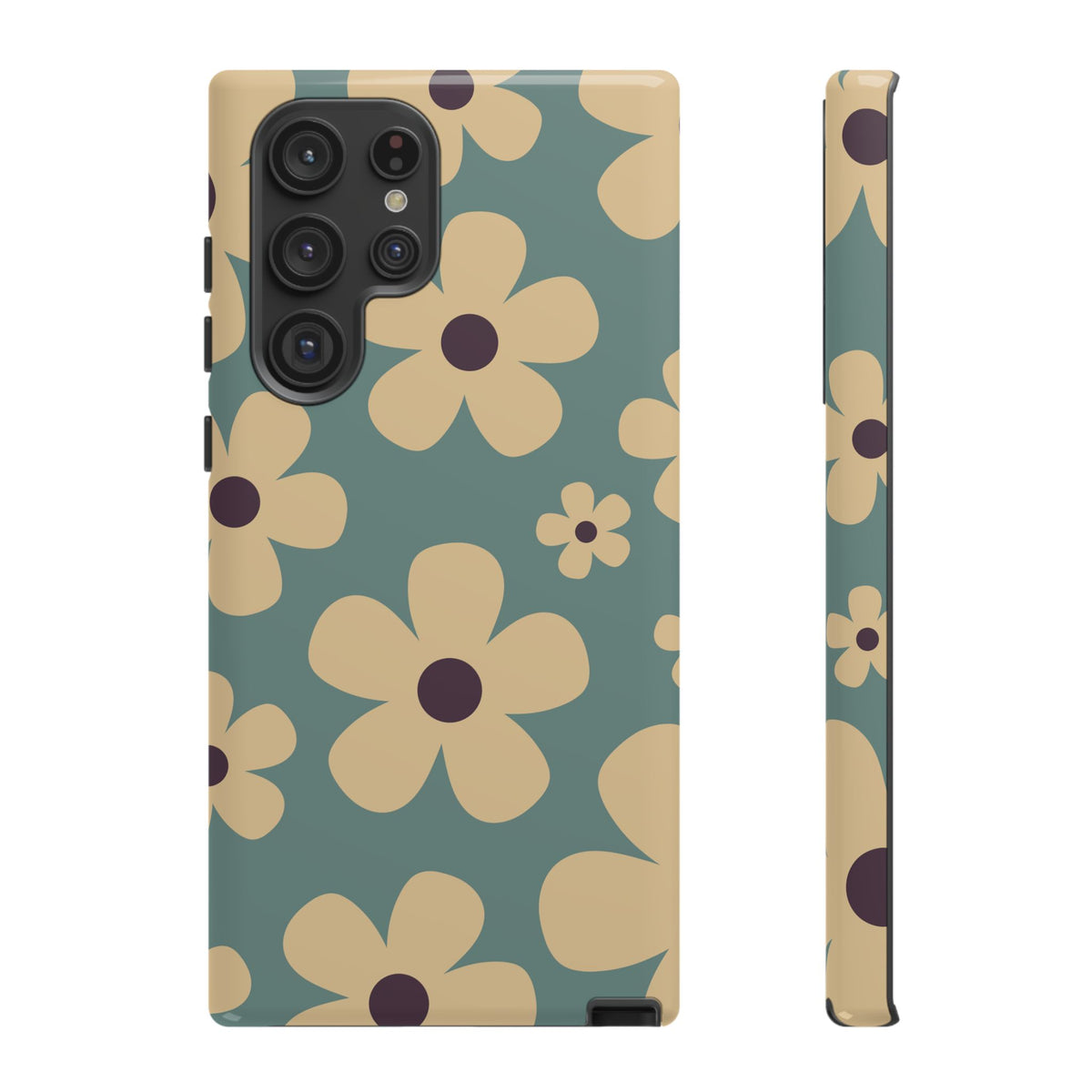 Cute Blue & Cream Daisy Pattern Phone Case - Blue Phone Case - Samsung Galaxy S22 Ultra / Glossy