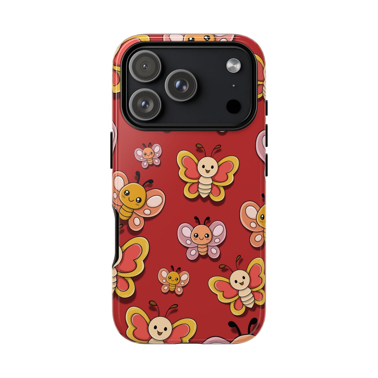 iPhone 17 Pro / Glossy Phone Case - Red Butterfly Sticker Design Phone Case