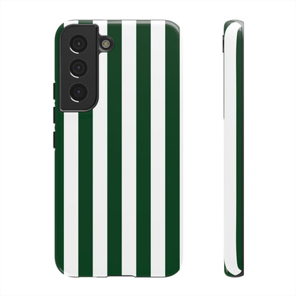 Samsung Galaxy S22 / Glossy Phone Case - Simple Dark Green & White Stripe Pattern Phone Case