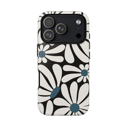 Retro Black Daisy Pattern Phone Case - Black Phone Case - iPhone 17 Pro / Glossy