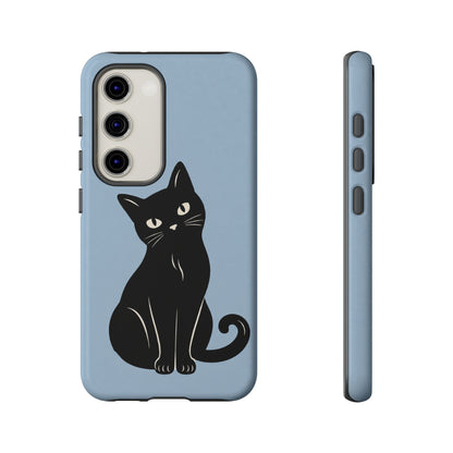 Minimalist Powder Blue & Black Cat Phone Case