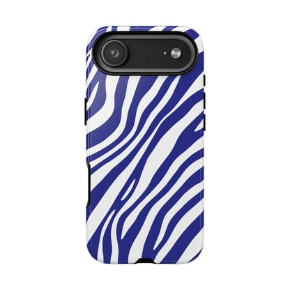 Modern Electric Blue Zebra Print Phone Case