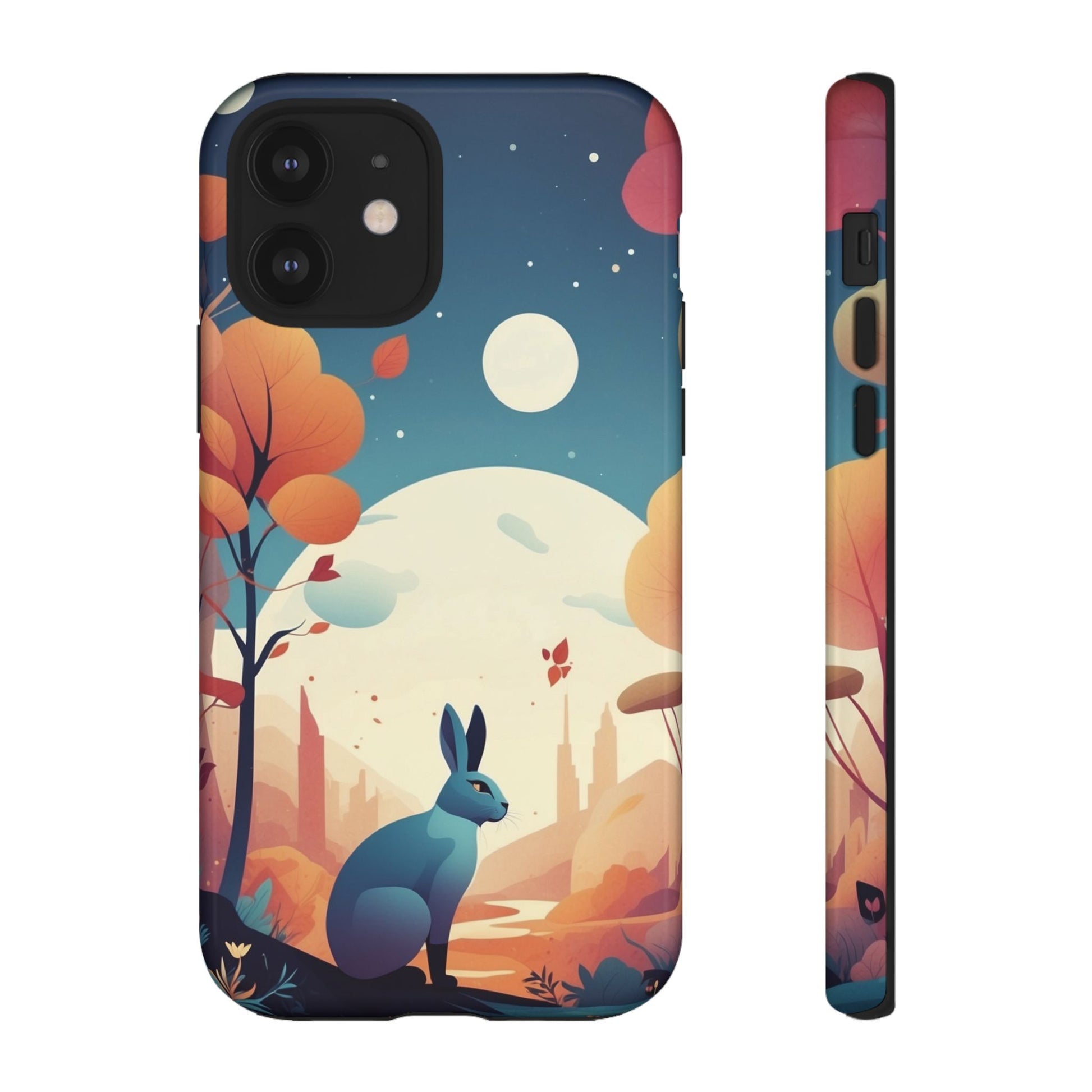 Stylised Blue Hare Design Phone Case - Multicolor Phone Case - iPhone 12 / Glossy