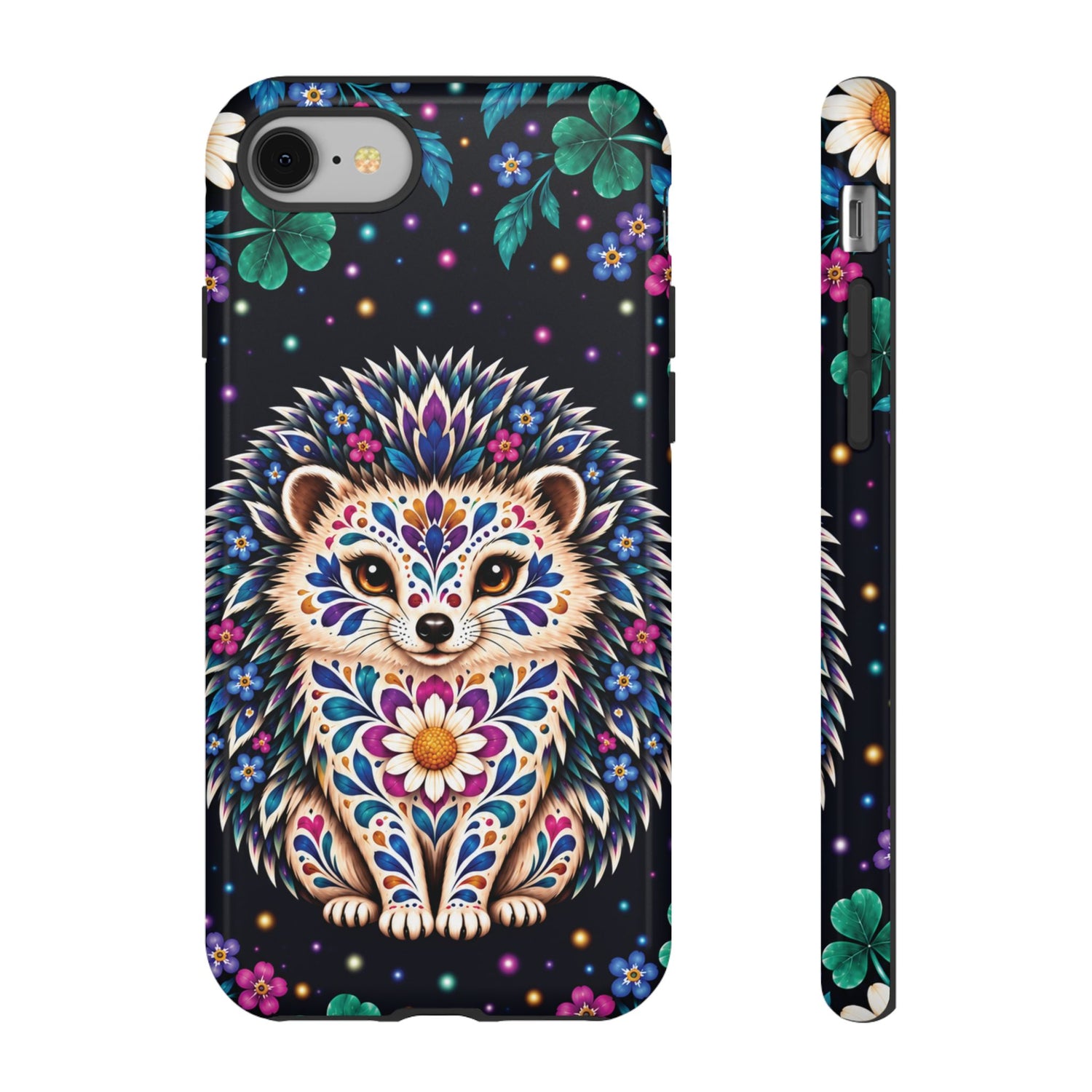 Vibrant Purple and Teal Calavera Hedgehog Phone Case - Multicolor Phone Case - iPhone 8 / Glossy