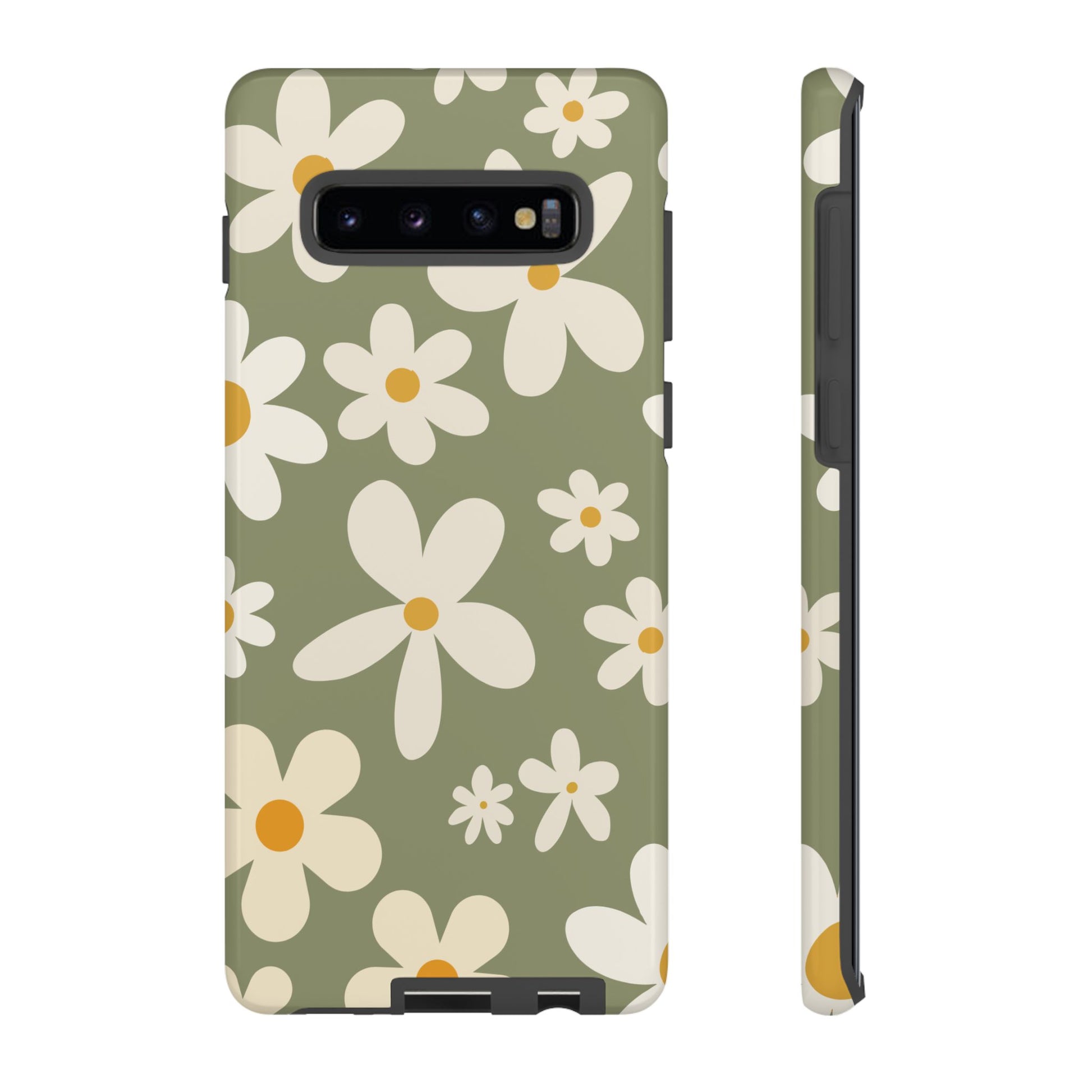 Chic Green Daisy Pattern Phone Case - Green Phone Case - Samsung Galaxy S10 Plus / Glossy