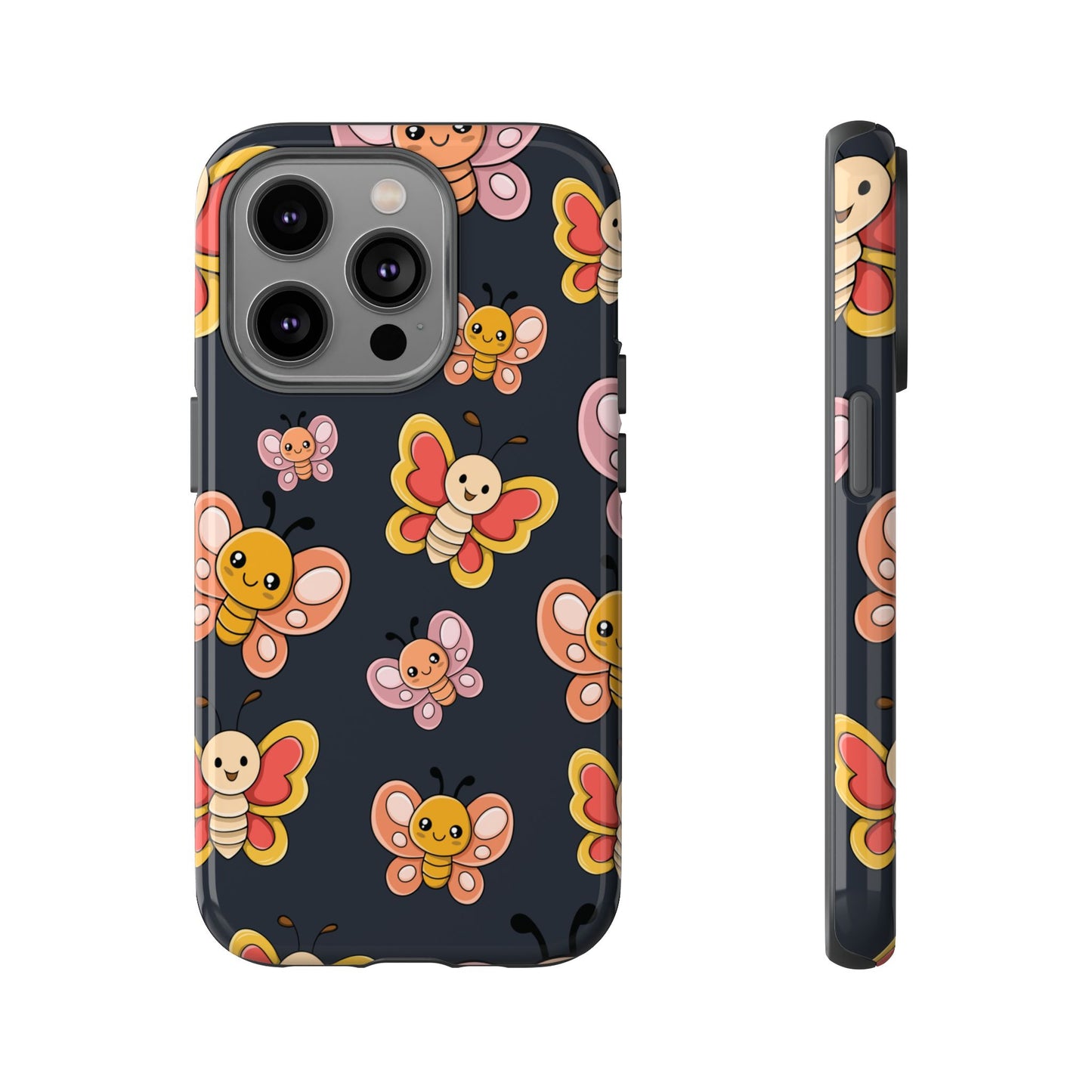 Grey Butterfly Sticker Design Phone Case - Grey Phone Case - iPhone 14 Pro / Glossy