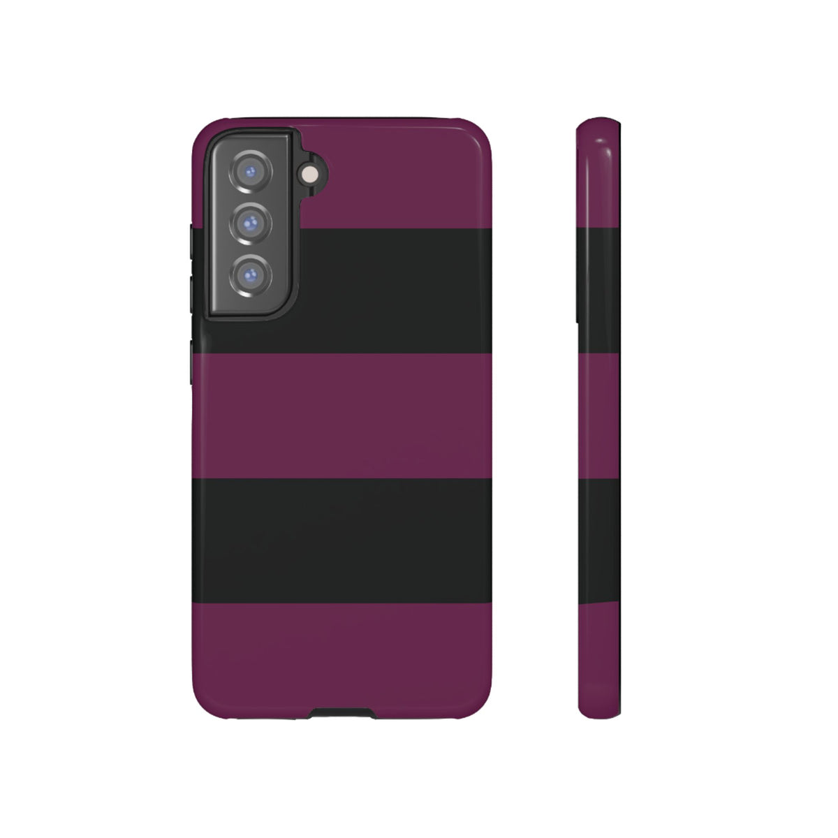 Purple & Black Horizontal Stripe Pattern Phone Case - Purple Phone Case - Samsung Galaxy S21 FE / Glossy