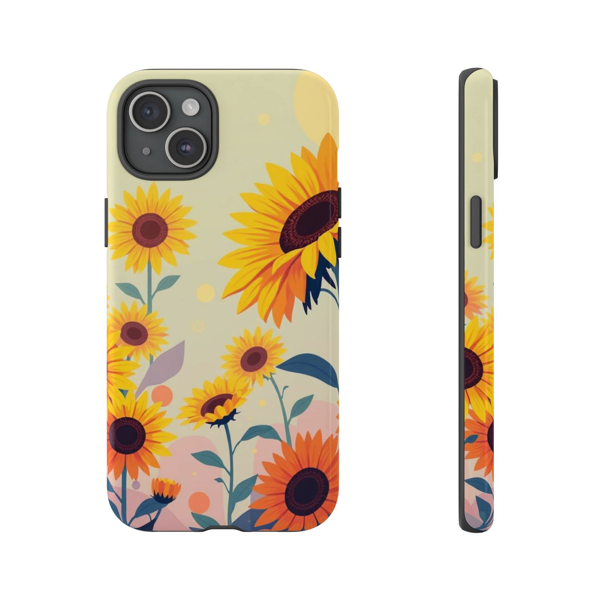 Modern Flat Sunflower Design Phone Case - Multicolor Phone Case - iPhone 15 Plus / Glossy