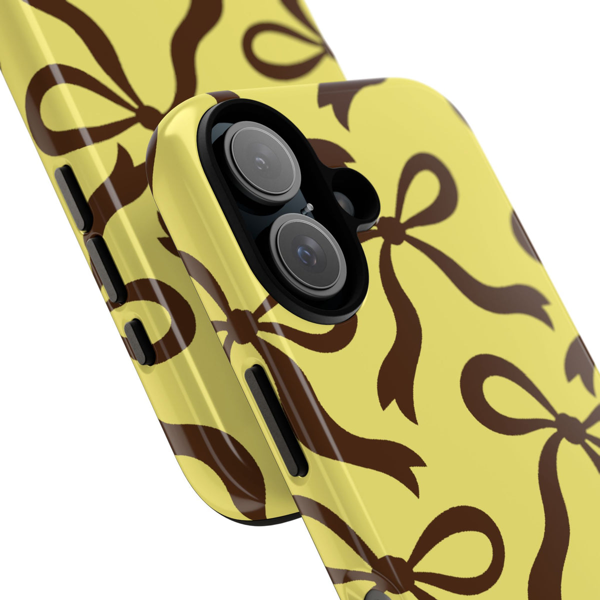 Bold Butter Yellow and Chocolate Brown Bow Pattern Phone Case - Yellow Phone Case