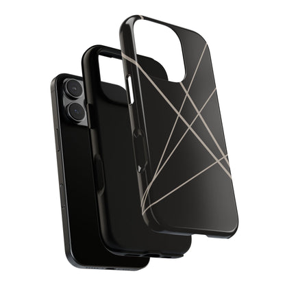 Abstract Black with Grey Lines Phone Case - Black Phone Case