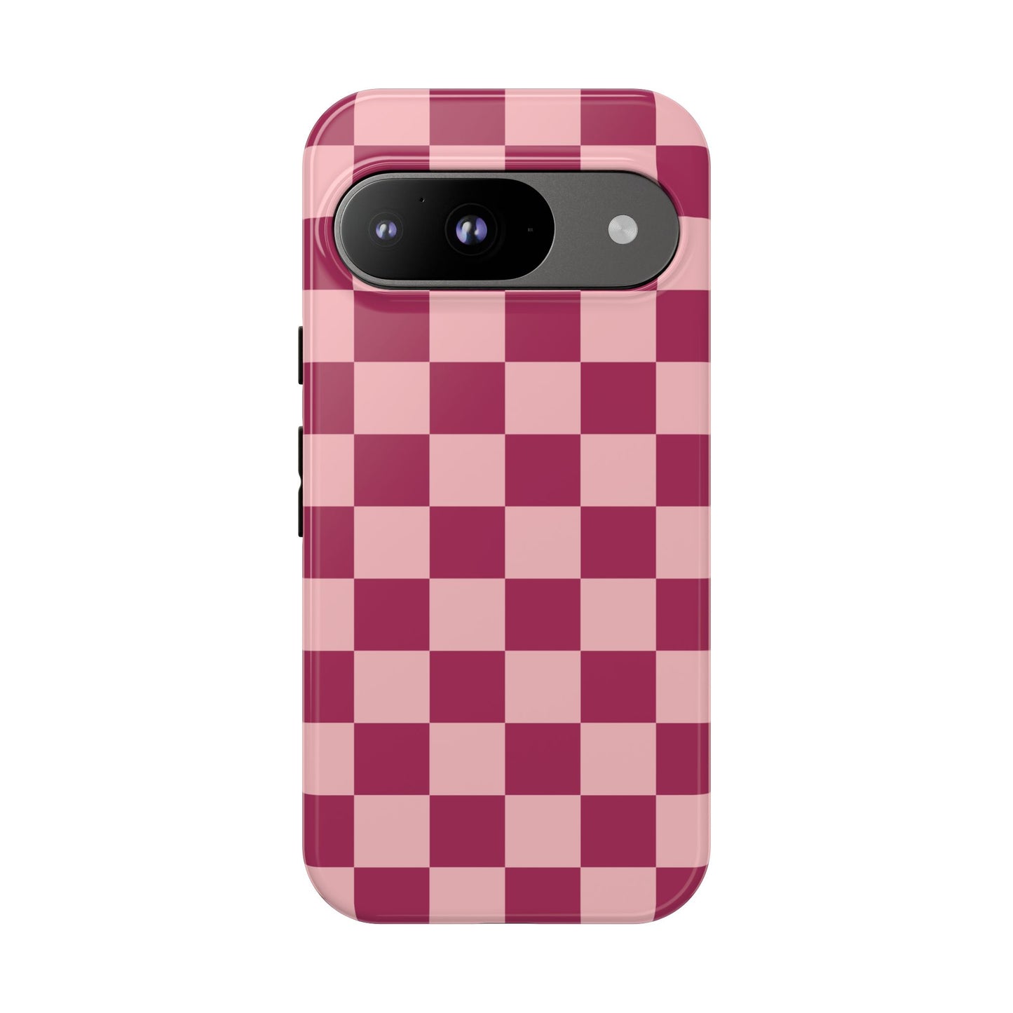 Google Pixel 9 / Glossy Phone Case - ’Pink Checkered Pattern’ Phone Case