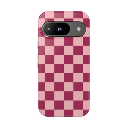 Google Pixel 9 / Glossy Phone Case - ’Pink Checkered Pattern’ Phone Case