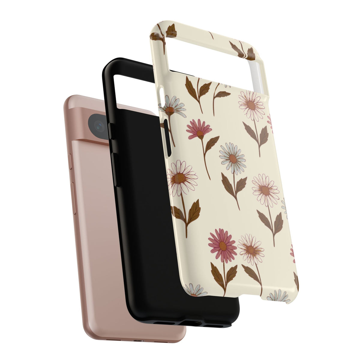 Pretty Cream & Rose Daisy Pattern Phone Case