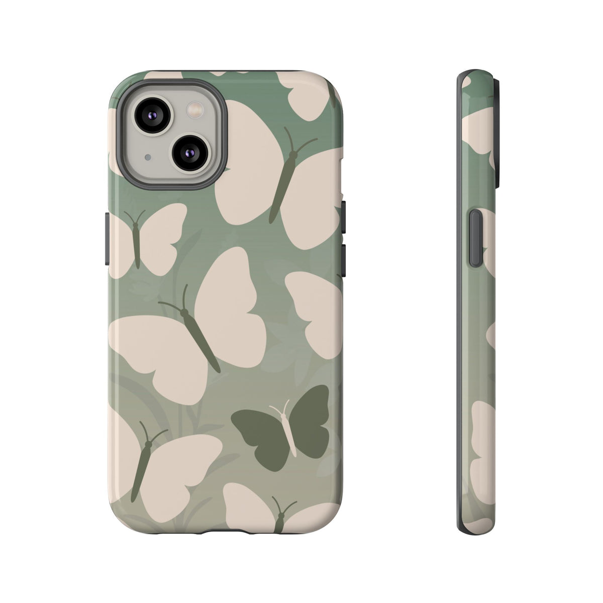 Minimalist Light Green Butterfly Pattern Phone Case - Green Phone Case - iPhone 14 / Glossy
