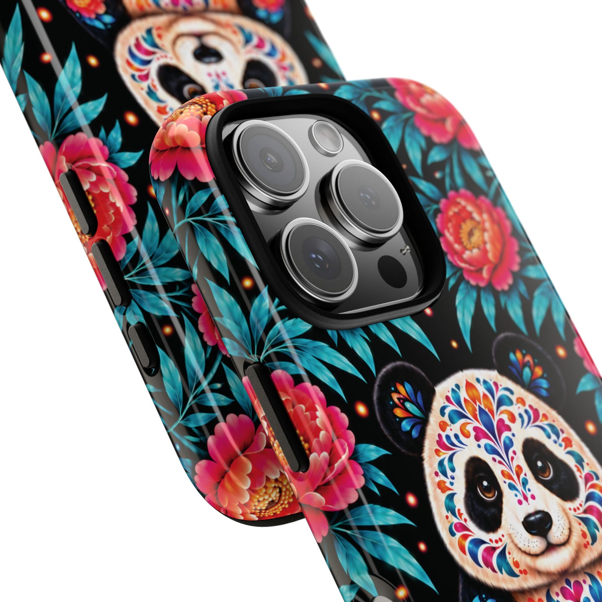 Cute Pink and Turquoise Calavera Panda Phone Case - Multicolor Phone Case