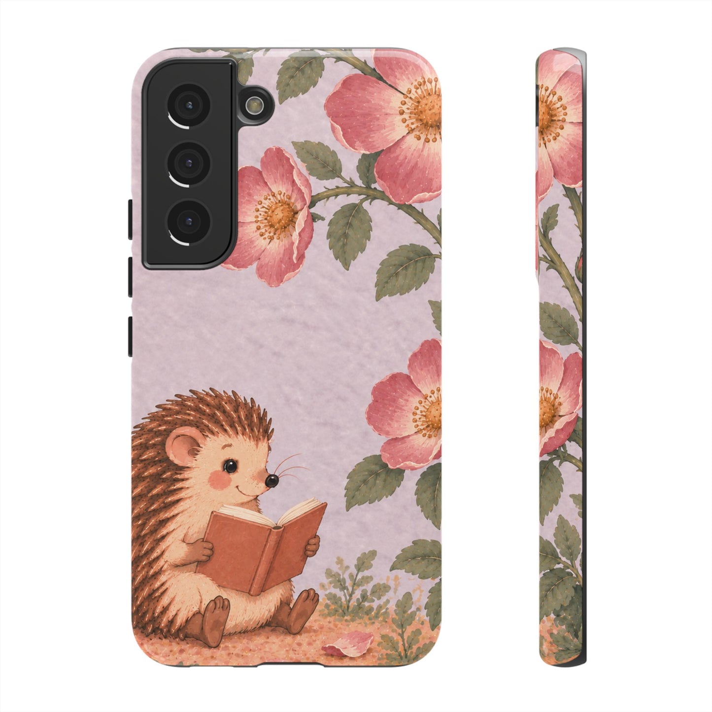Whimsical Lilac Hedgehog and Wild Rose Phone Case - Purple Phone Case - Samsung Galaxy S22 / Glossy