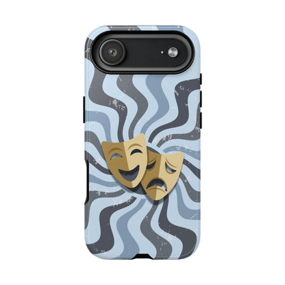 Comedy & Tragedy Masks – Blue Minimal Retro Wave Phone Case - Blue Phone Case - iPhone 17 Air / Glossy