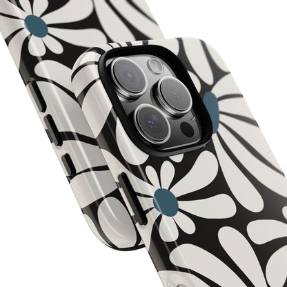Phone Case - Retro Black Daisy Pattern Phone Case