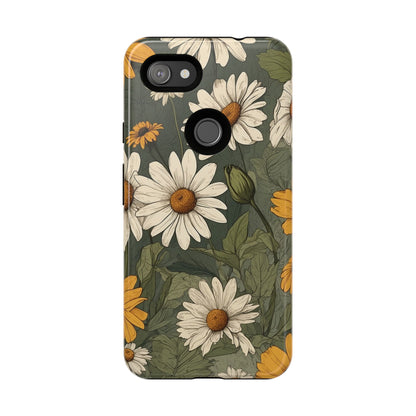 Boho Chic Daisies Floral Pattern "White & Yellow" Phone Case