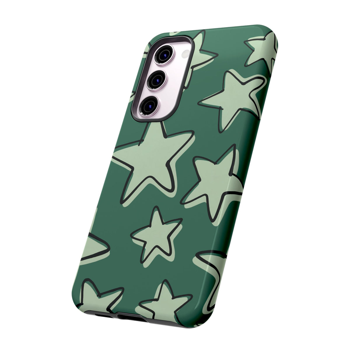 Forest Green Doodle Star Phone Case