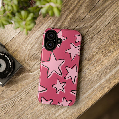 Raspberry Pink Doodle Star Phone Case