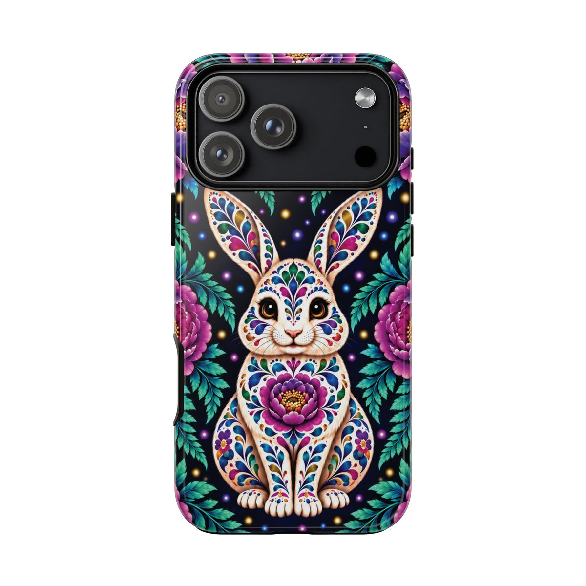 Cute Purple and Teal Calavera Bunny Phone Case - Multicolor Phone Case - iPhone 18 Pro Max / Glossy