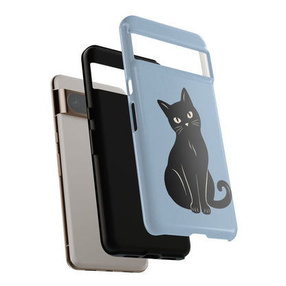 Minimalist Powder Blue & Black Cat Phone Case