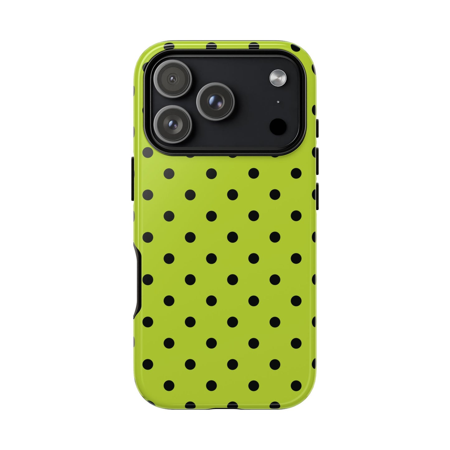 Trendy Neon Lime Green & Black Dot Pattern Phone Case