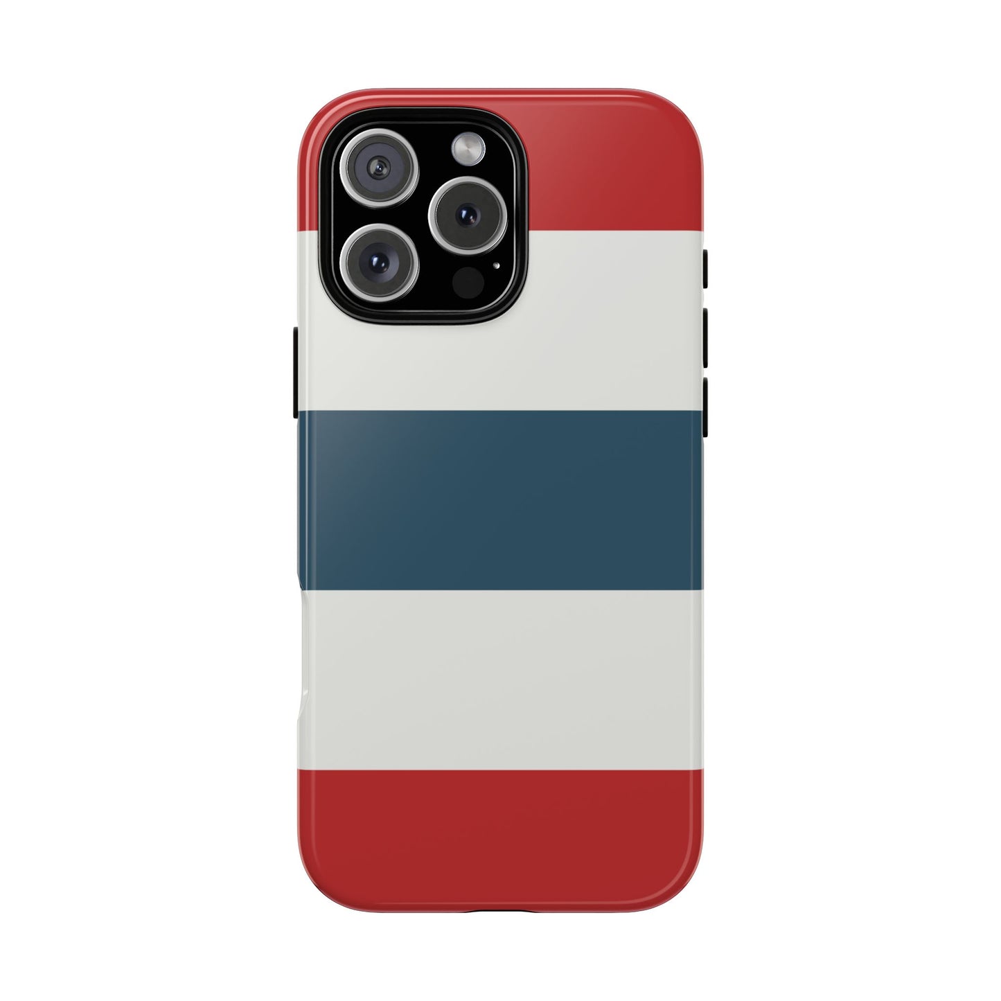 iPhone 16 Pro Max / Glossy Phone Case - Red White & Blue Horizontal Stripe Pattern Phone Case