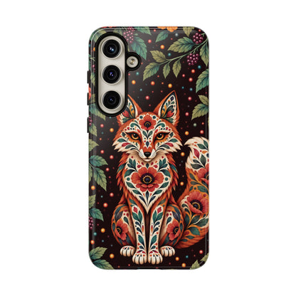 Vibrant Terracotta and Teal Calavera Fox Phone Case - Multicolor Phone Case - Samsung Galaxy S24 Plus / Glossy