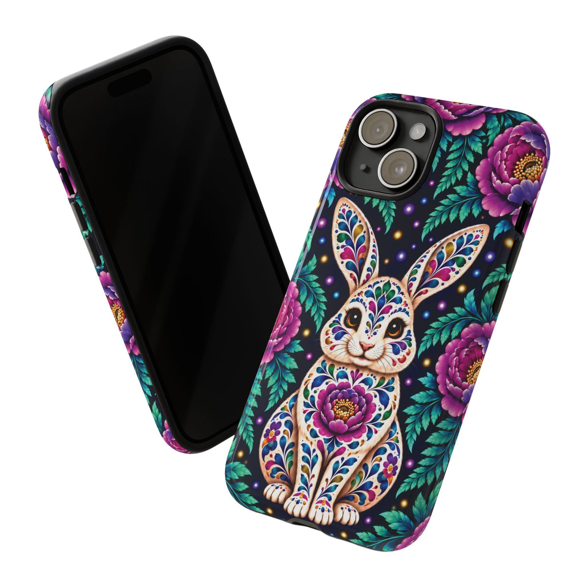 Cute Purple and Teal Calavera Bunny Phone Case - Multicolor Phone Case