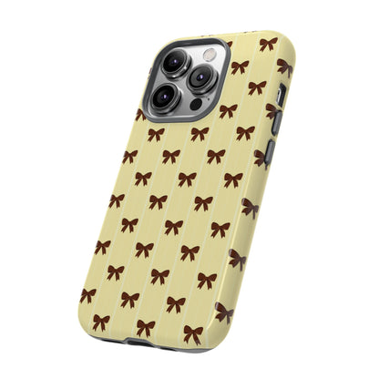 Retro Chocolate Brown Bow Pattern Phone Case