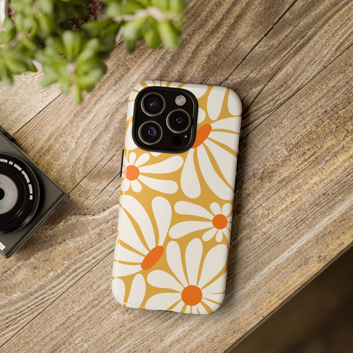 Retro Yellow Daisy Pattern Phone Case - Yellow Phone Case