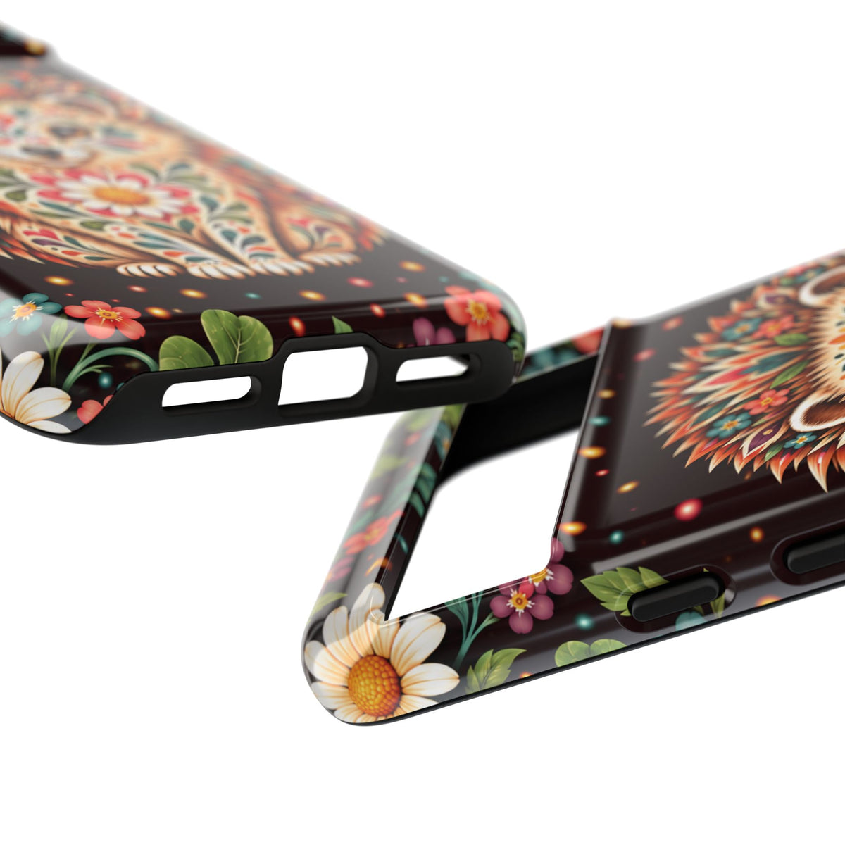 Vibrant Terracotta and Teal Calavera Hedgehog Phone Case - Multicolor Phone Case