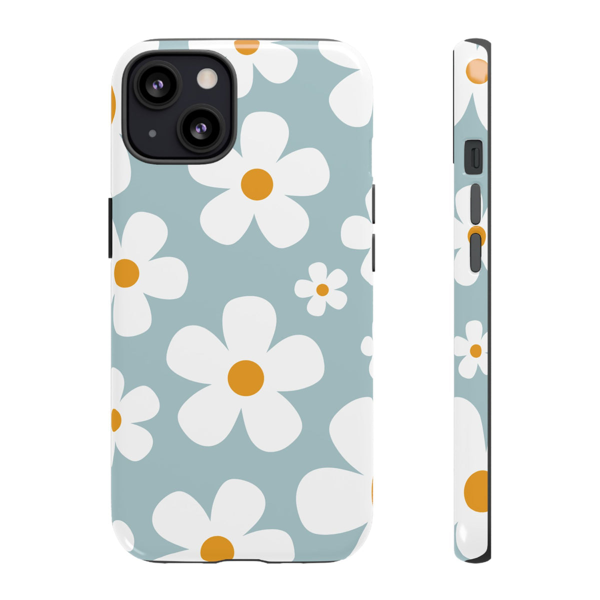 Cute Blue Daisy Pattern Phone Case - Blue Phone Case - iPhone 13 / Glossy