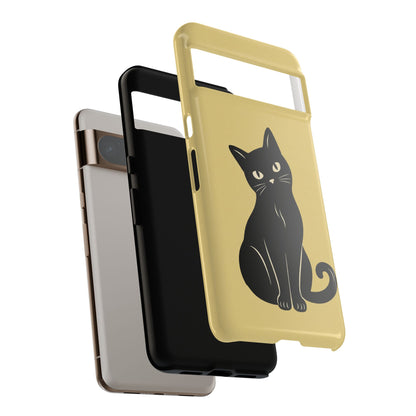 Minimalist Butter Yellow & Black Cat Phone Case