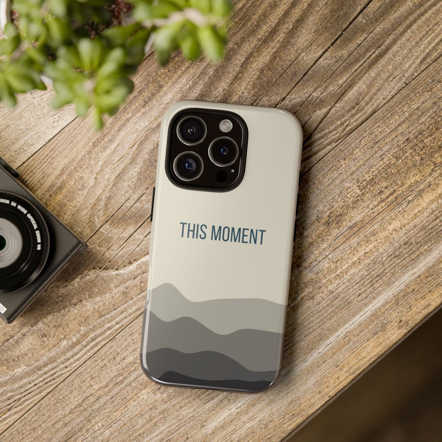 Phone Case - Minimalist Cream Waves ’This Moment’ Statement Phone Case