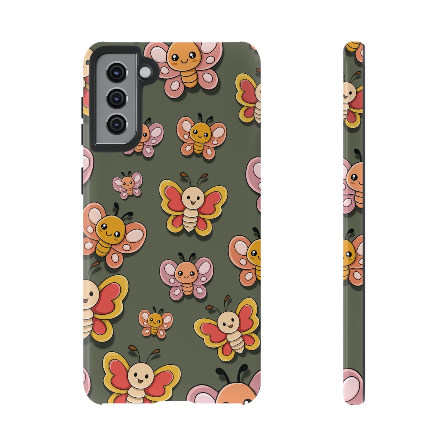 Samsung Galaxy S21 Plus / Glossy Phone Case - Green Butterfly Sticker Design Phone Case