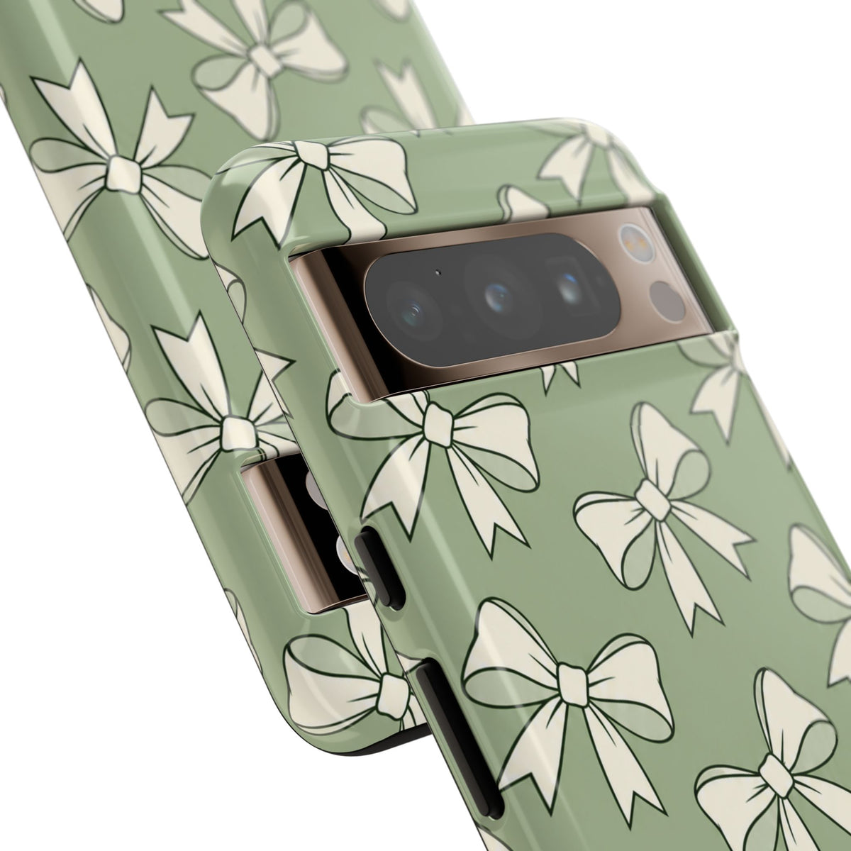Chic Sage Green Bow Pattern Phone Case